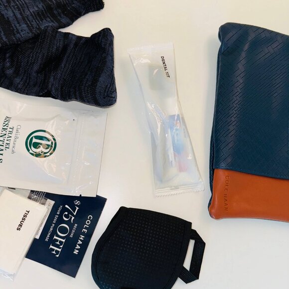 American Airlines Business Class Amenity Kit with Leather Zipper Pouch - Picture 6 of 6